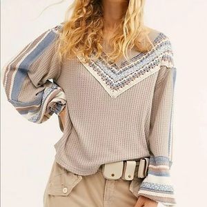 NWT Free People Copenhagen Thermal V Neck Sz S